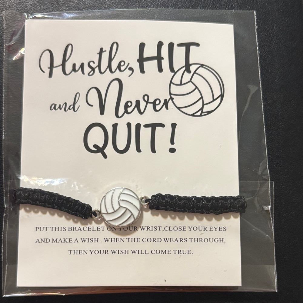 5 Black and Silver Volleyball Bracelets